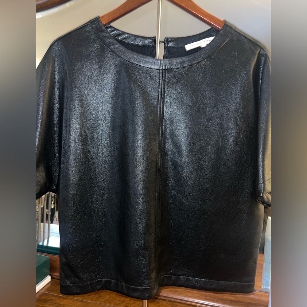 MELISSA NEPTON Black Leather top NEW NEVER WORN